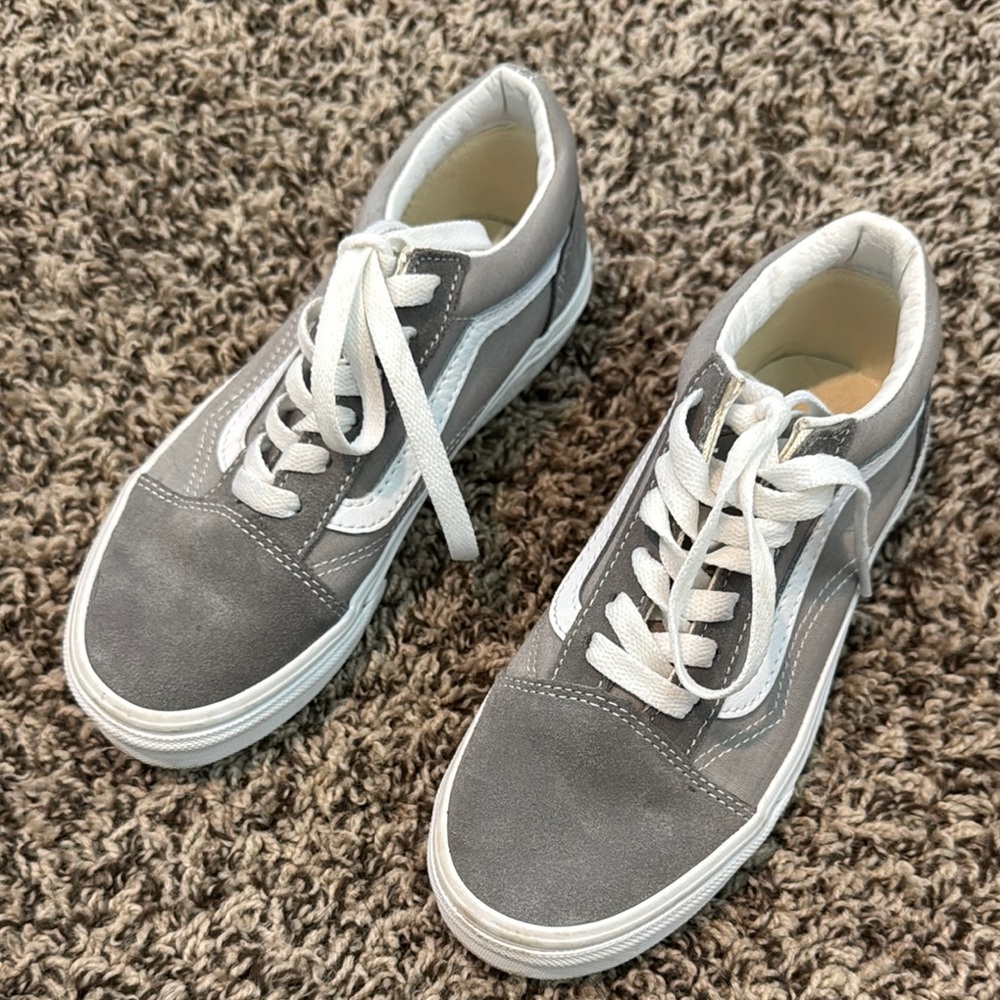 Kid Vans Gray and White Sneakers